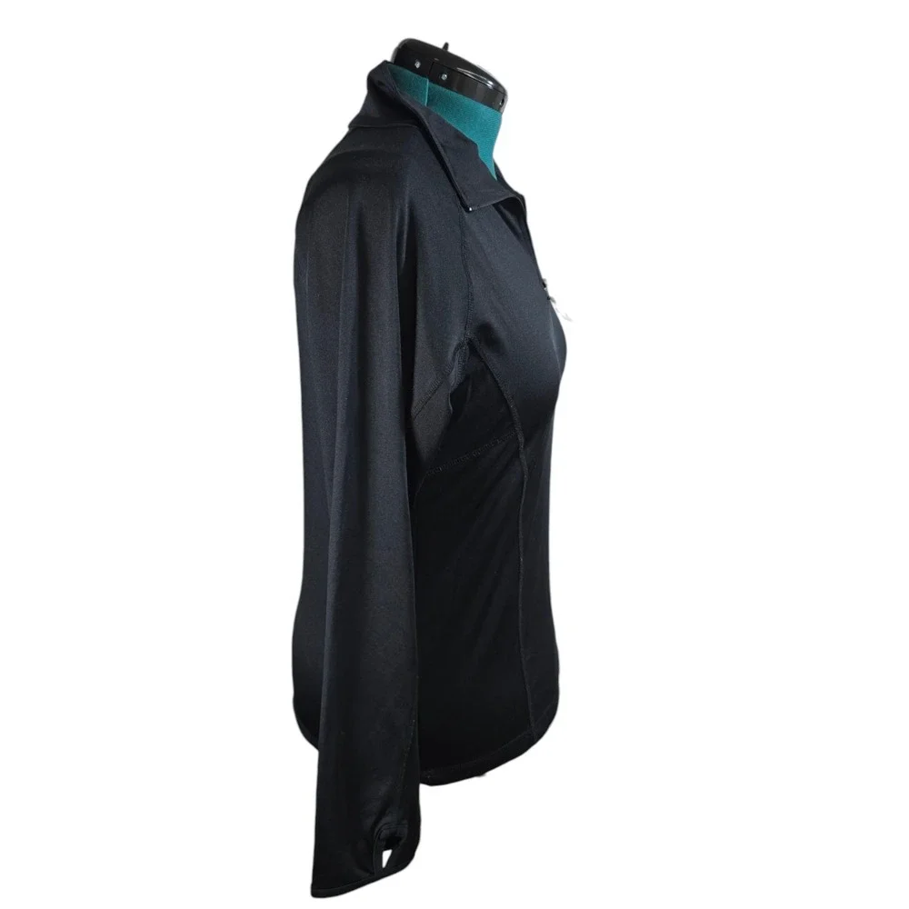 Snozu‎ Quarter 1/4 Zip Women's Pullover Jacket Black Size Small Thumb Holes - Picture 3 of 10
